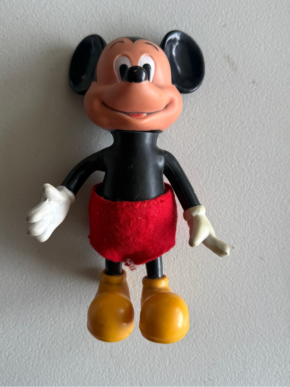 Disney VTG 70s Classic Black & Red Mickey Mouse Bend Style Toy Figure 8"